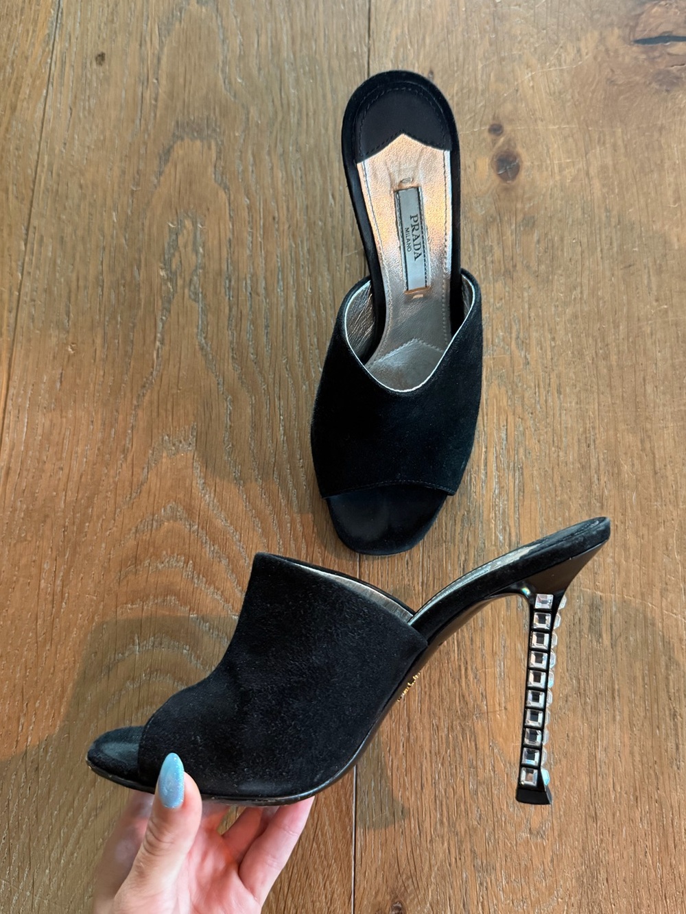 Prada Crystal Heel Mules